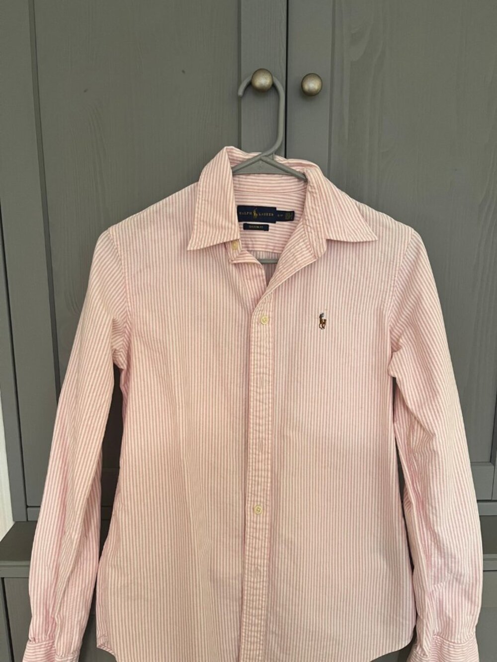 Ralph Lauren Custom Fit Pink White Striped Button-Down Shirt Size S